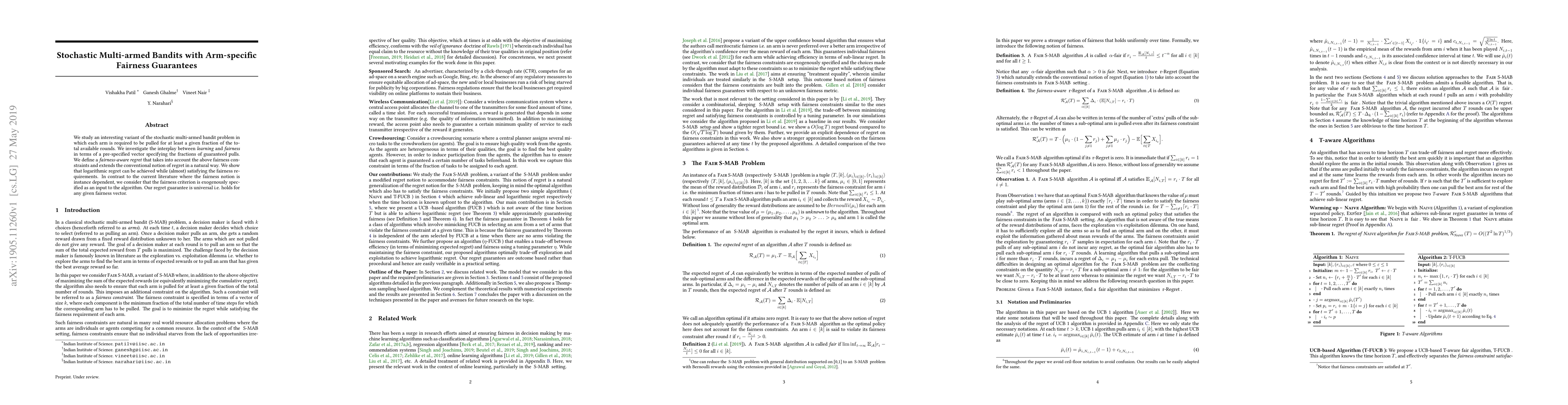 Thumbnail for Achieving Fairness in Stochastic Multi-armed Bandit Problem