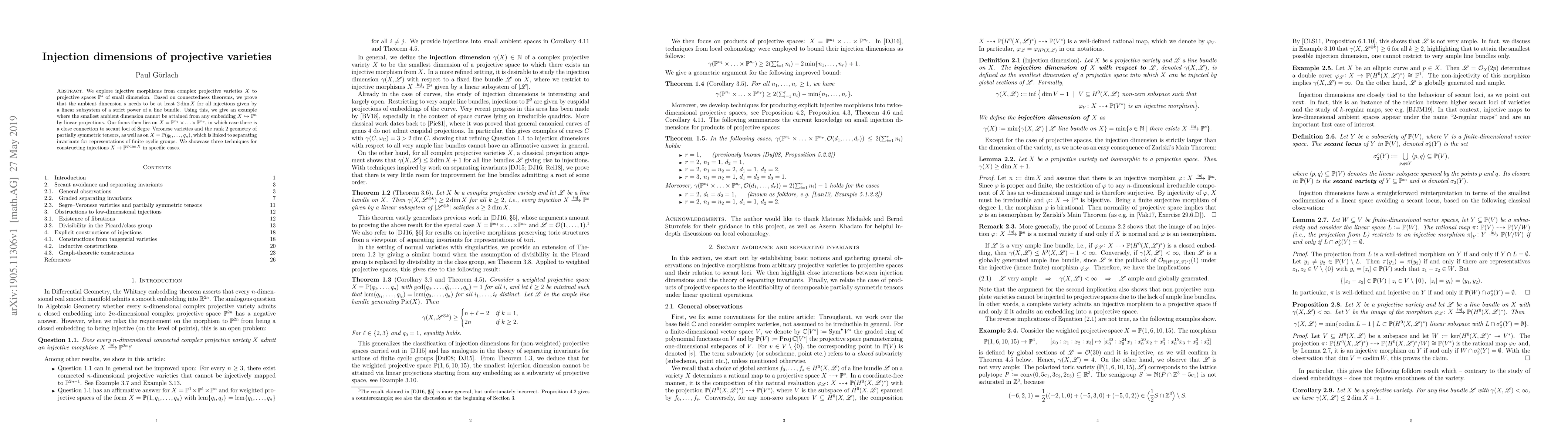 Thumbnail for Injection dimensions of projective varieties
