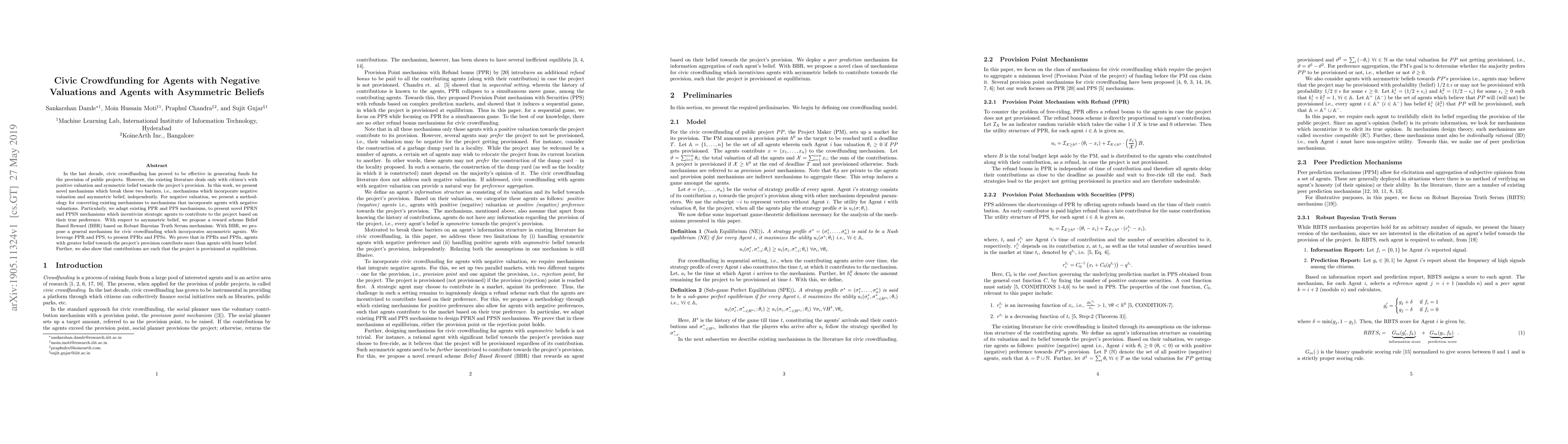 Thumbnail for Civic Crowdfunding for Agents with Negative Valuations and Agents with
  Asymmetric Beliefs