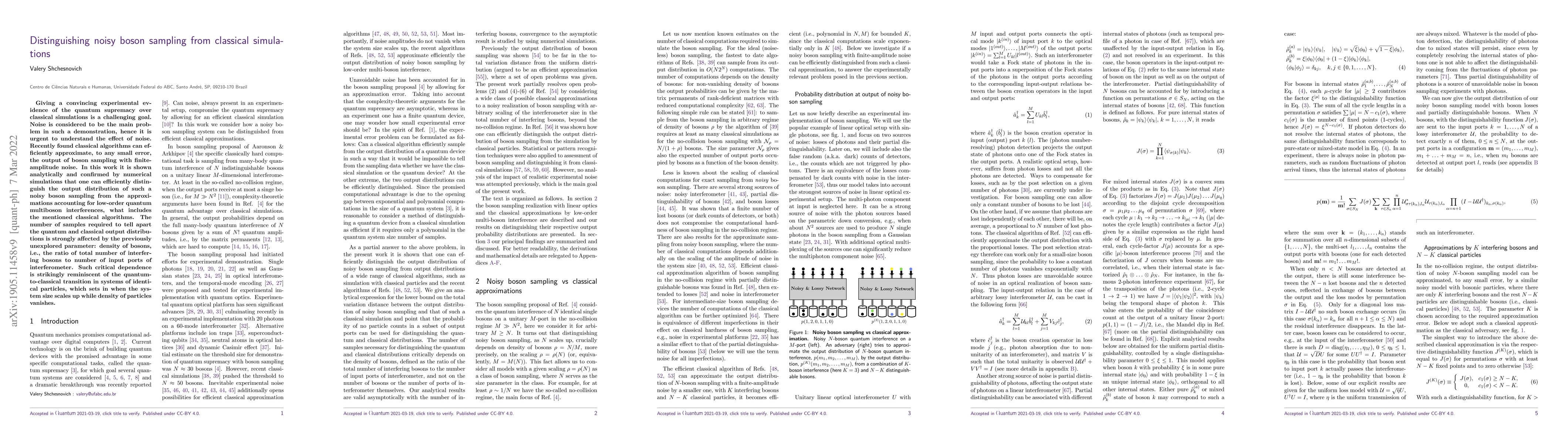 Thumbnail for Distinguishing noisy boson sampling from classical simulations