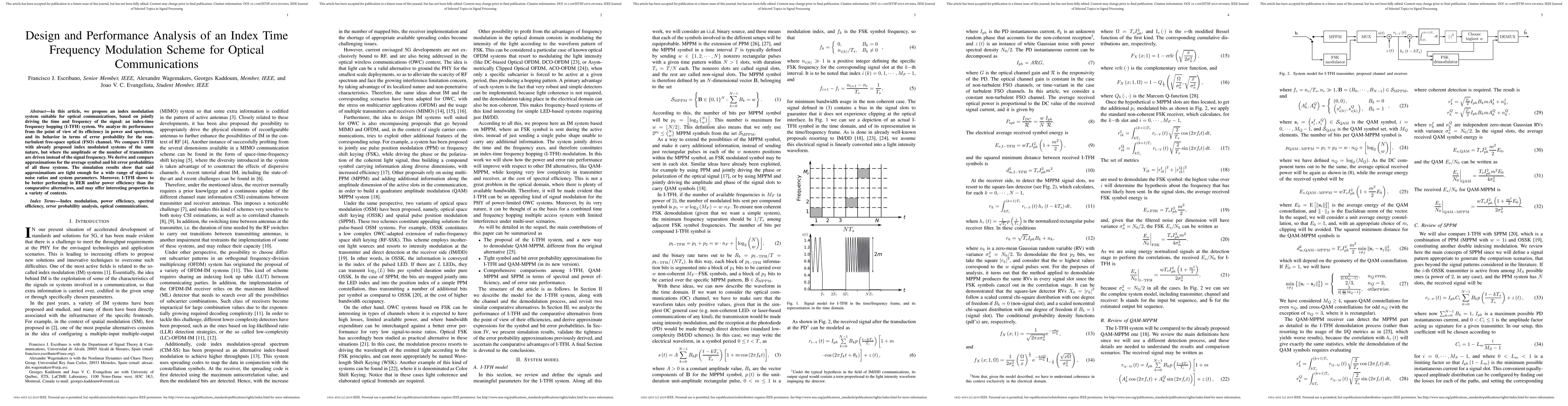 Thumbnail for Design and Performance Analysis of an Index Time Frequency Modulation
  Scheme for Optical Communications