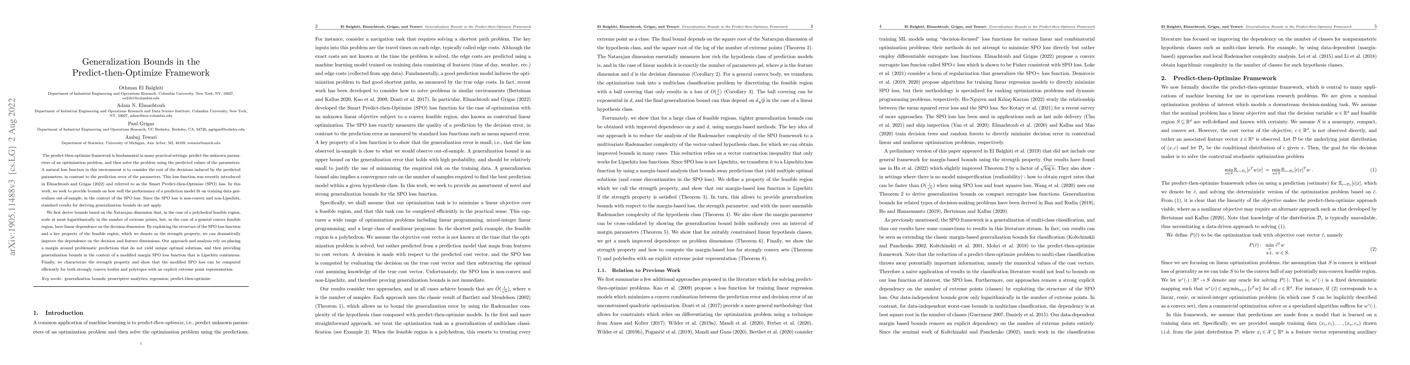 Thumbnail for Generalization Bounds in the Predict-then-Optimize Framework
