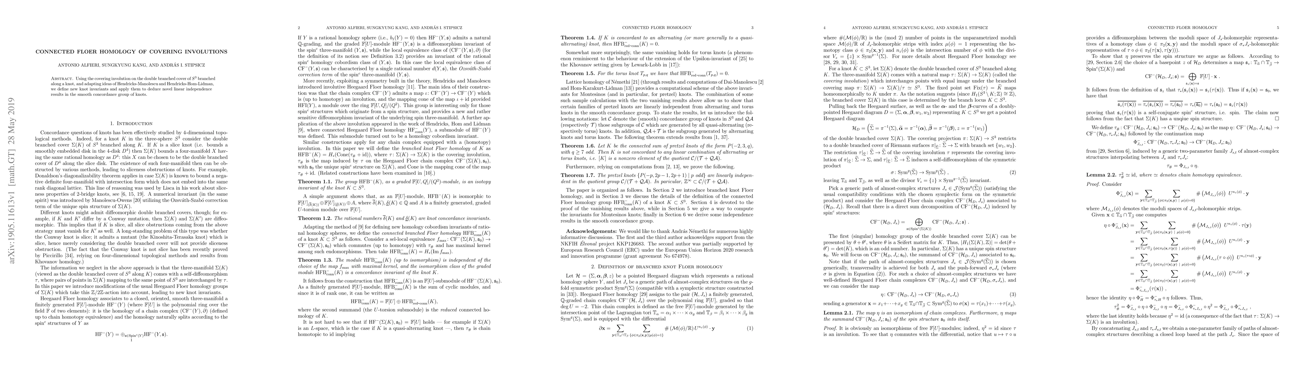 Thumbnail for Connected Floer homology of covering involutions