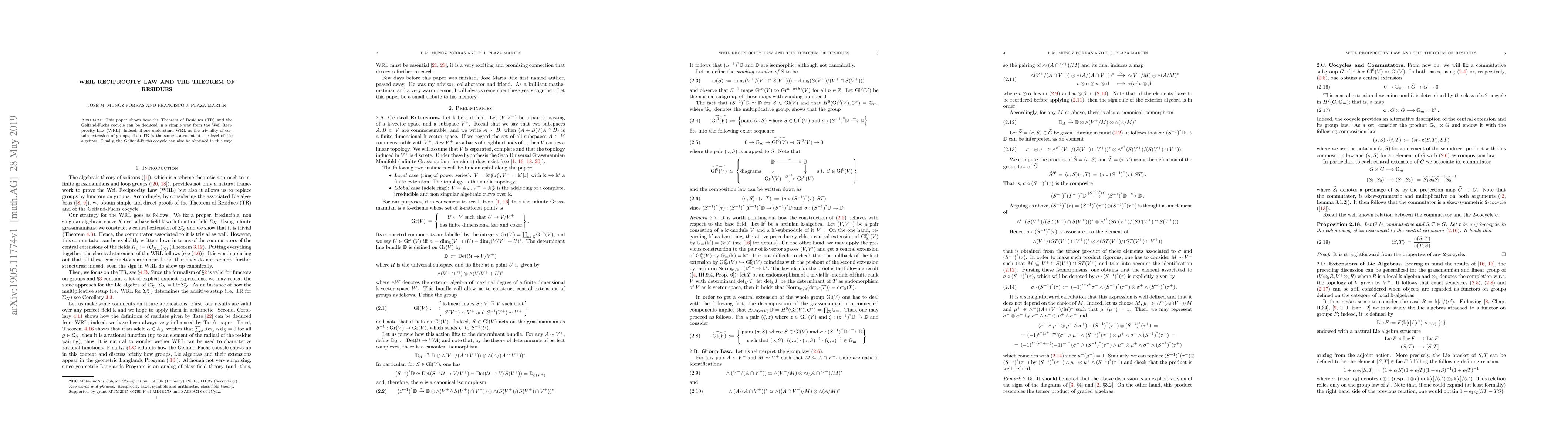 Thumbnail for Weil Reciprocity Law and the Theorem of Residues