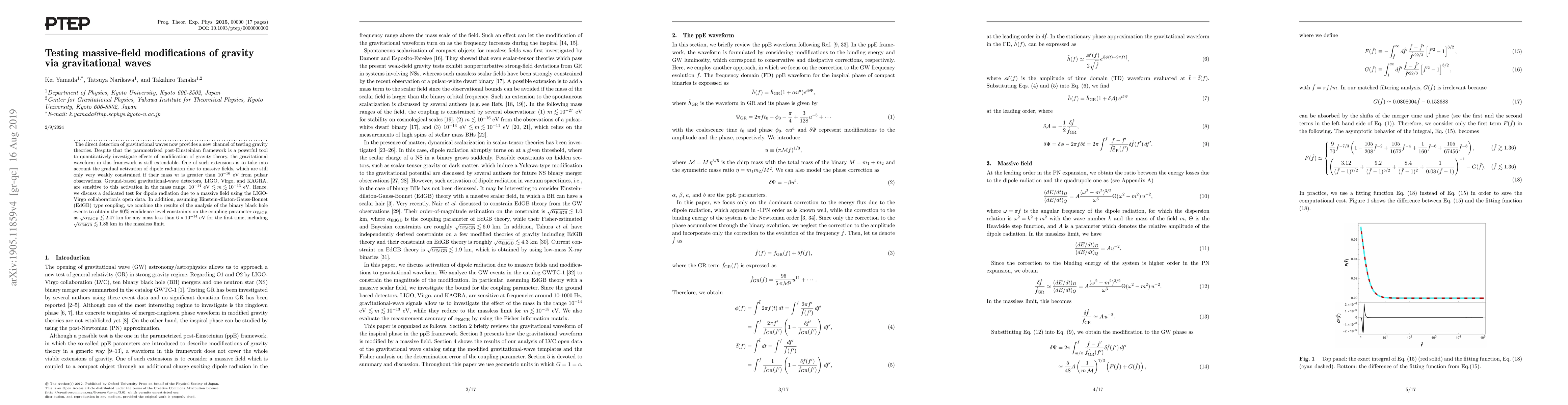 Thumbnail for Testing massive-field modifications of gravity via gravitational waves