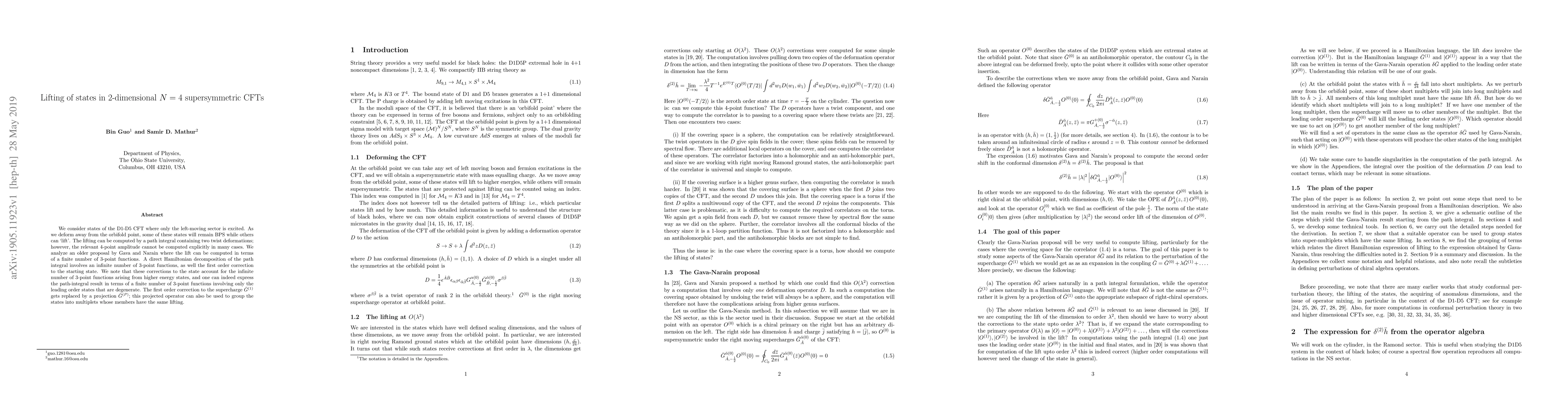 Thumbnail for Lifting of states in 2-dimensional $N=4$ supersymmetric CFTs