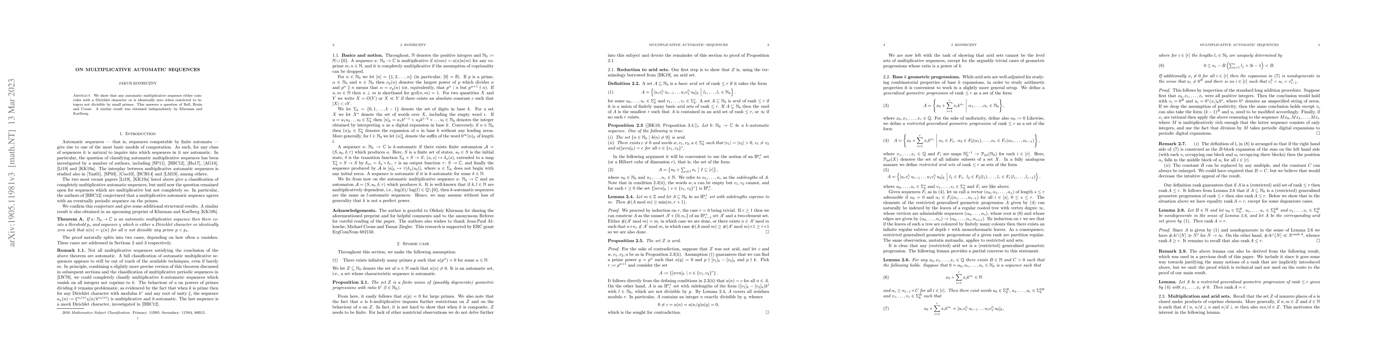 Thumbnail for On multiplicative automatic sequences