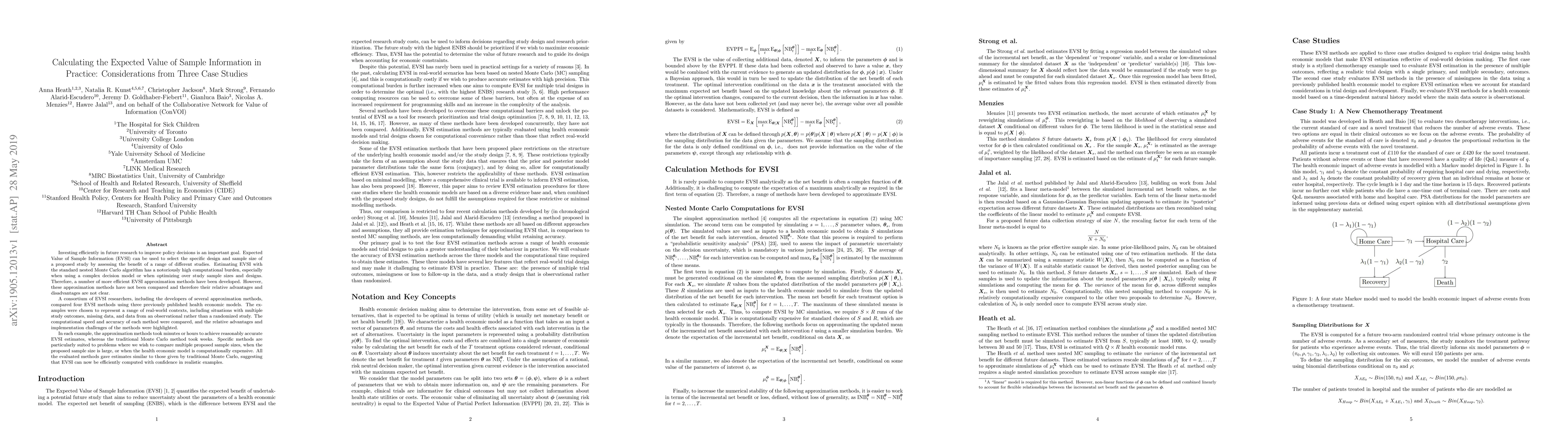 Thumbnail for Calculating the Expected Value of Sample Information in Practice:
  Considerations from Three Case Studies