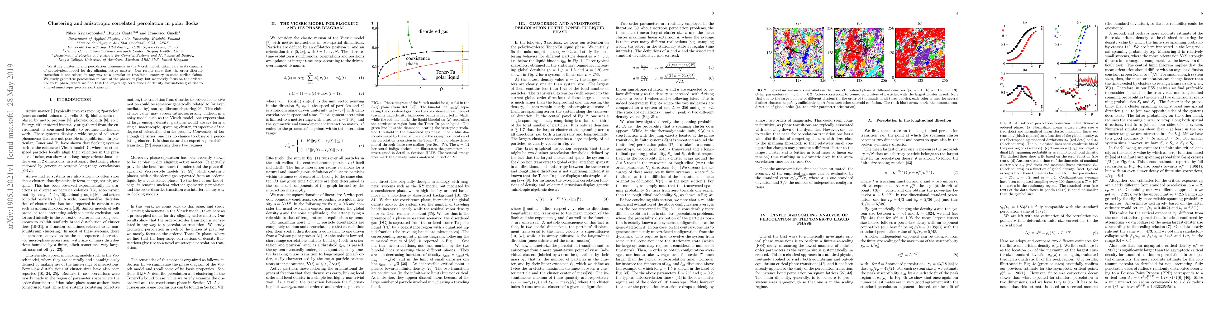 Thumbnail for Clustering and anisotropic correlated percolation in polar flocks