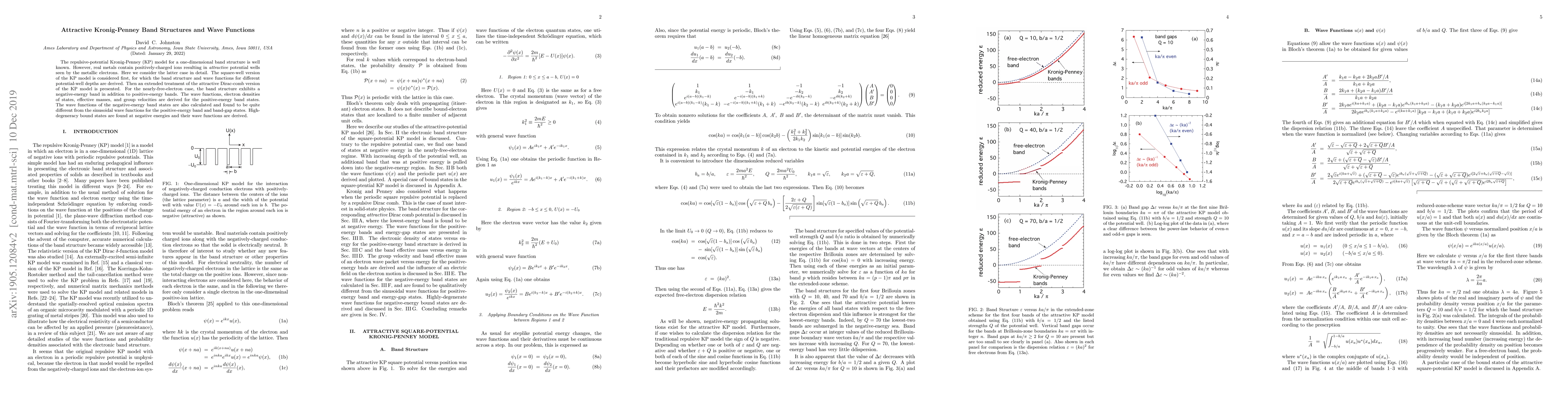 Thumbnail for Attractive Kronig-Penney Band Structures and Wave Functions