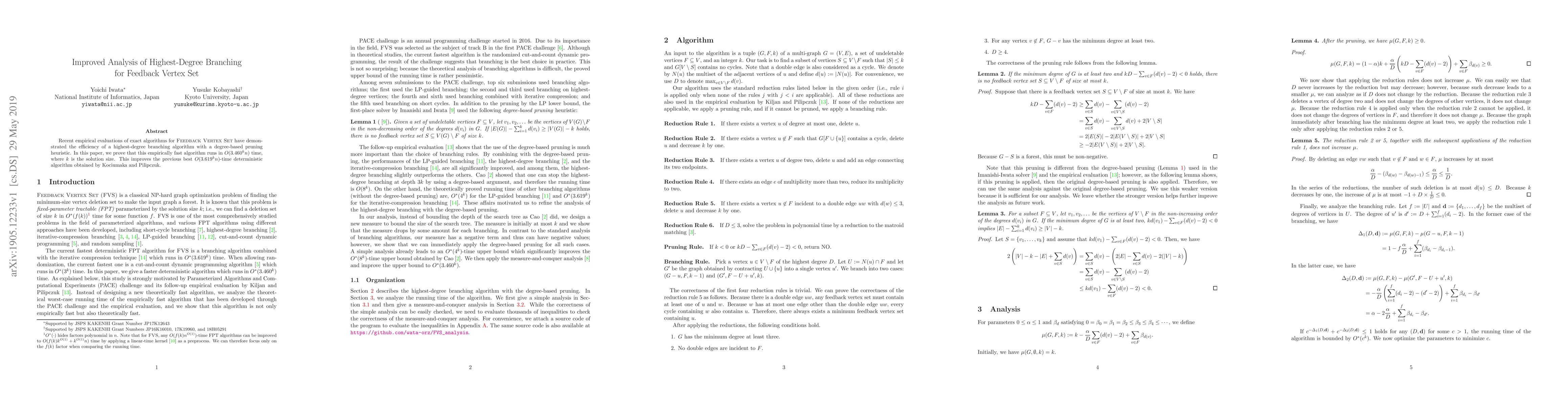 Thumbnail for Improved Analysis of Highest-Degree Branching for Feedback Vertex Set