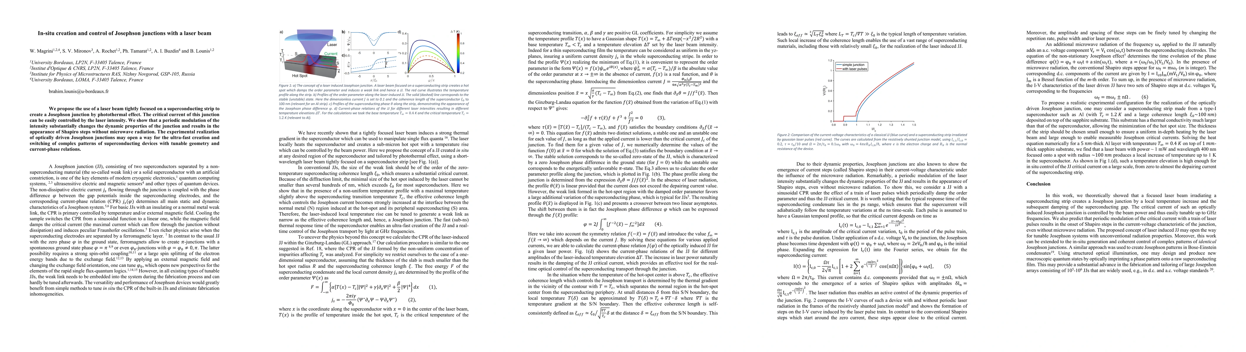 Thumbnail for In-situ creation and control of Josephson junctions with a laser beam
