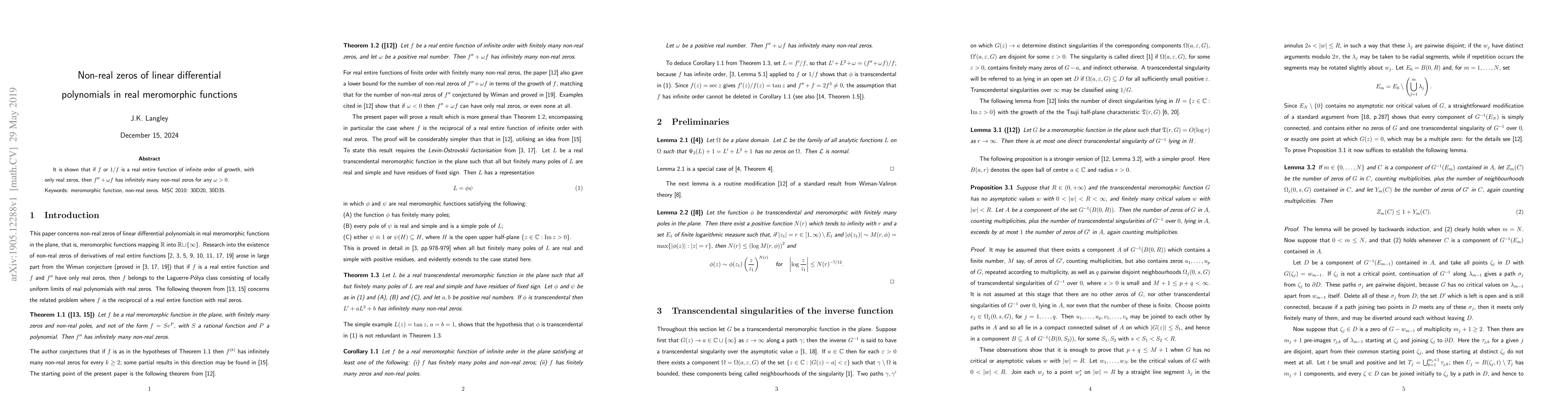 Thumbnail for Non-real zeros of linear differential polynomials in real meromorphic
  functions
