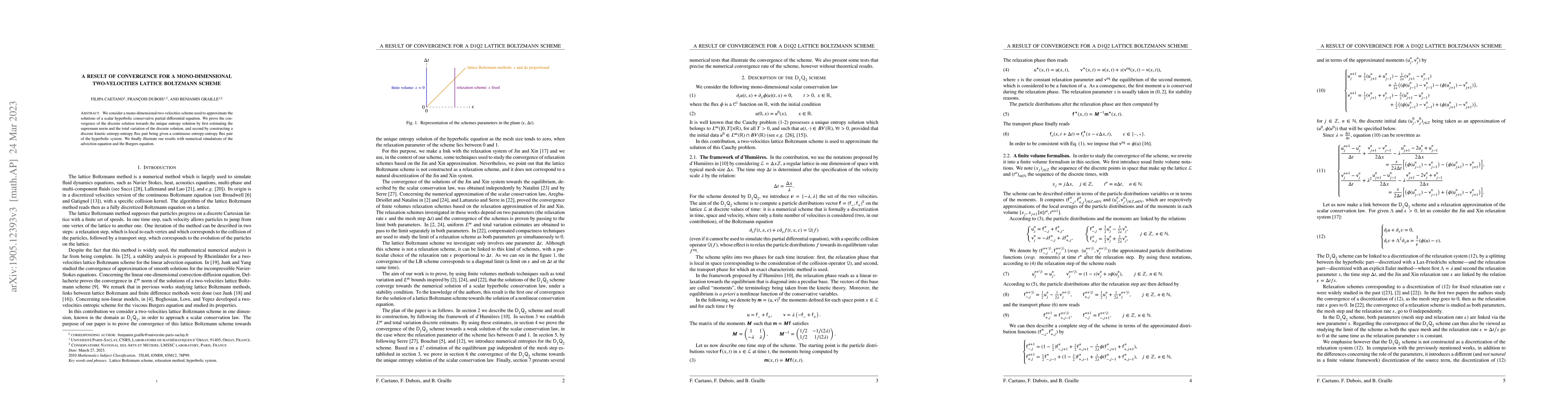 Thumbnail for A result of convergence for a mono-dimensional two-velocities lattice
  Boltzmann scheme