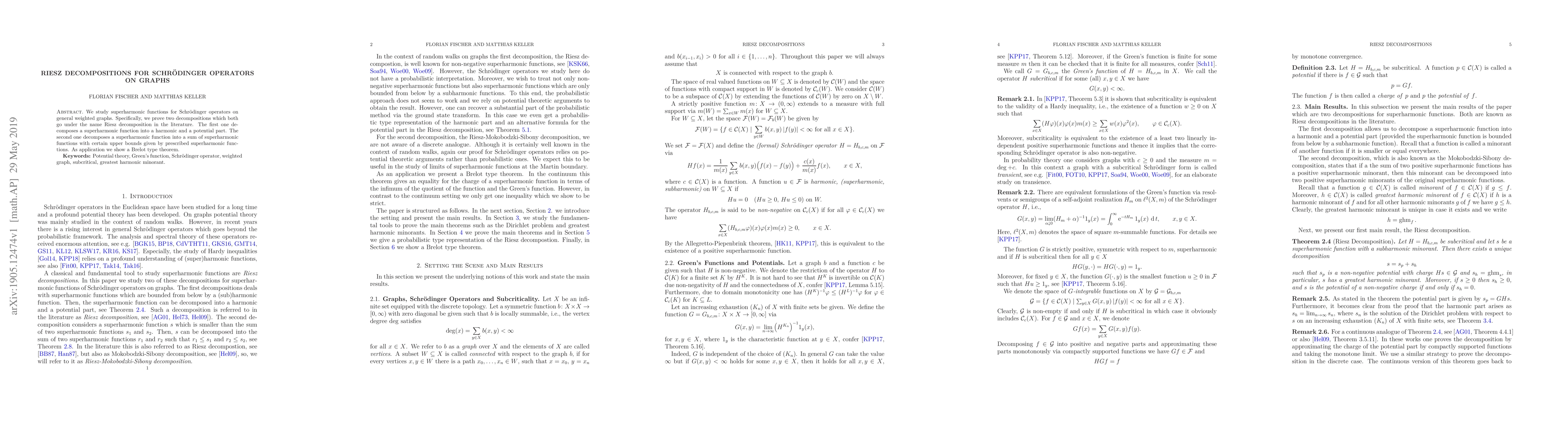 Thumbnail for Riesz Decompositions for Schr\"odinger Operators on Graphs