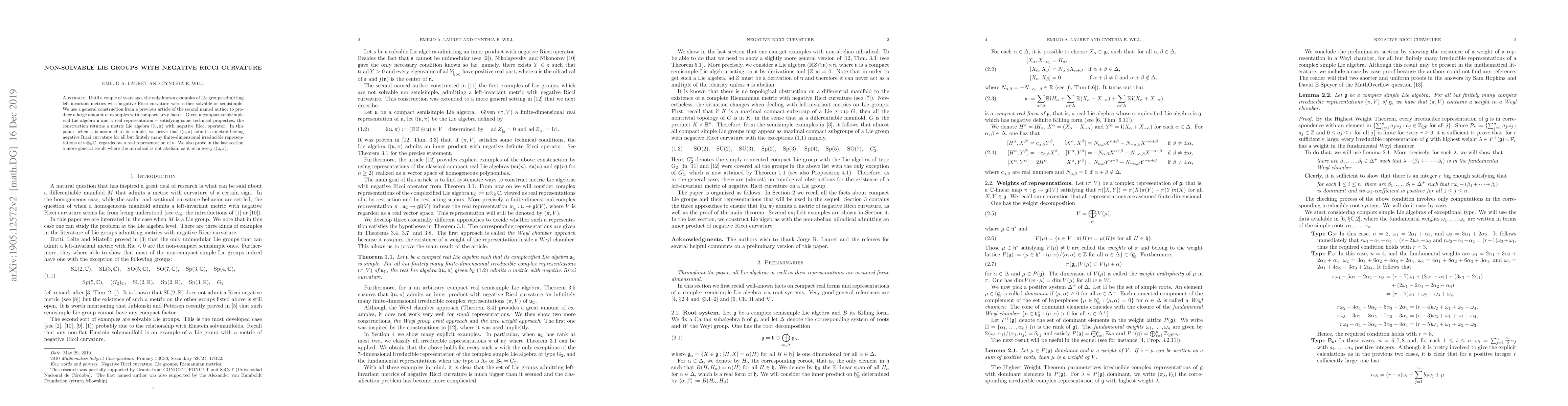 Thumbnail for Non-solvable Lie groups with negative Ricci curvature