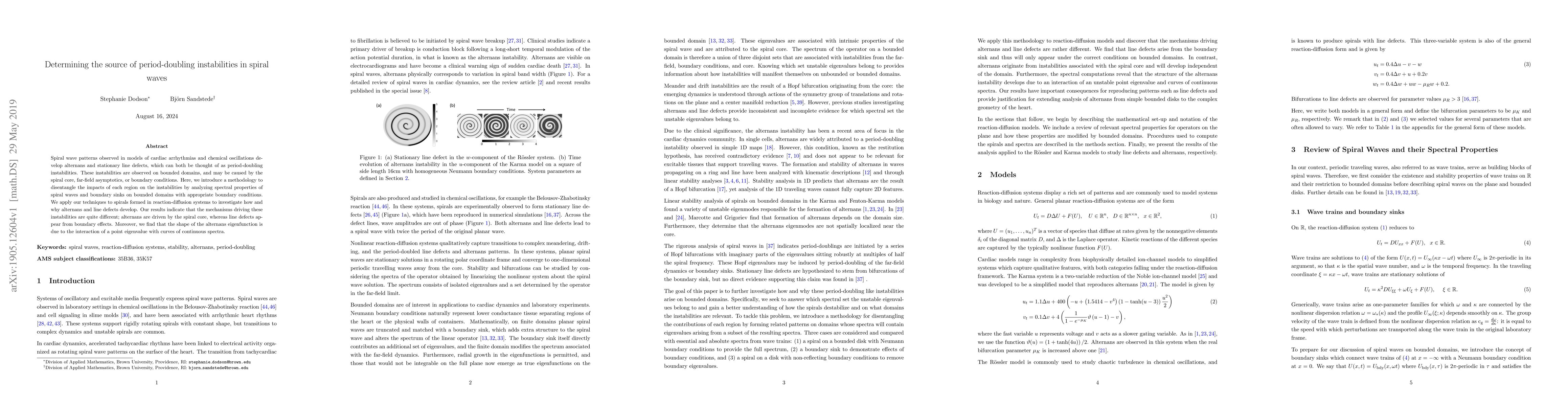 Thumbnail for Determining the source of period-doubling instabilities in spiral waves