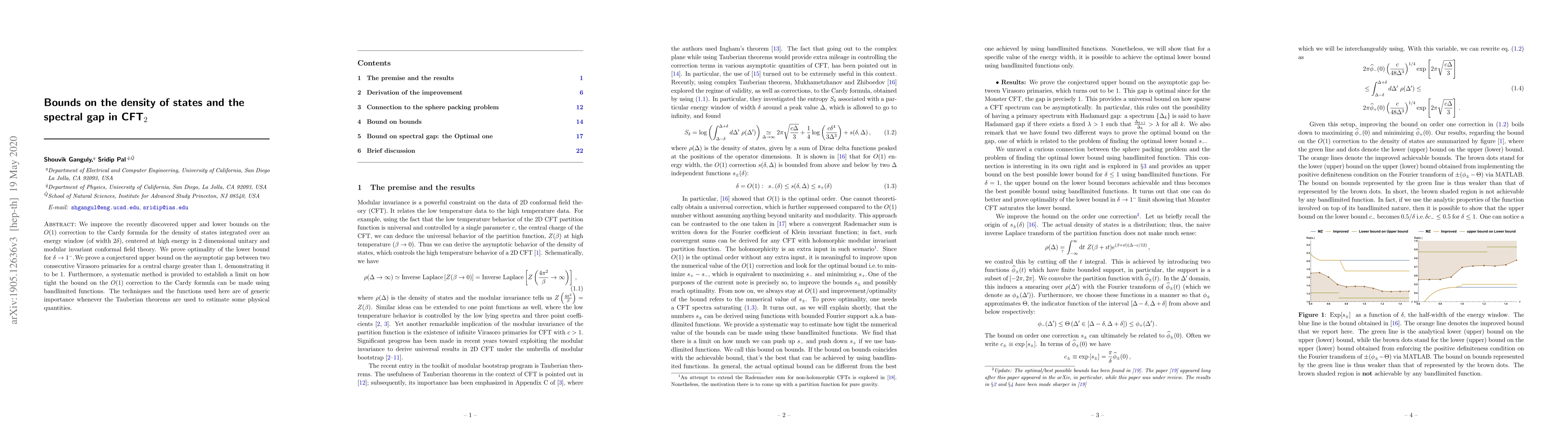 Thumbnail for Bounds on the density of states and the spectral gap in CFT$_{2}$