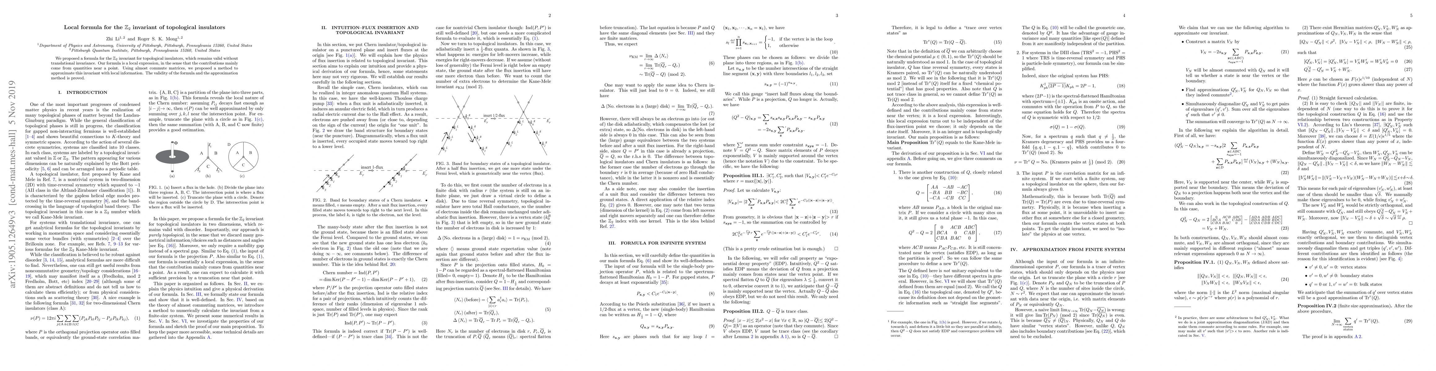 Thumbnail for Local formula for the $Z_2$ invariant of topological insulators