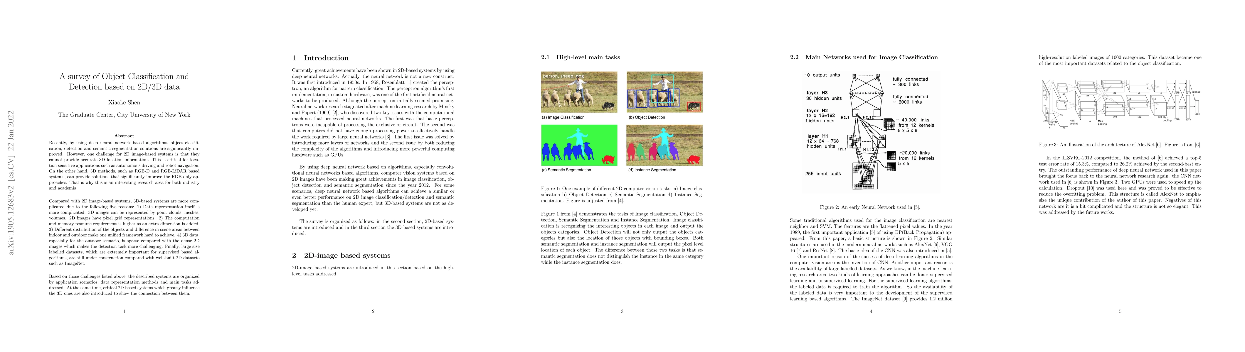 Thumbnail for A survey of Object Classification and Detection based on 2D/3D data