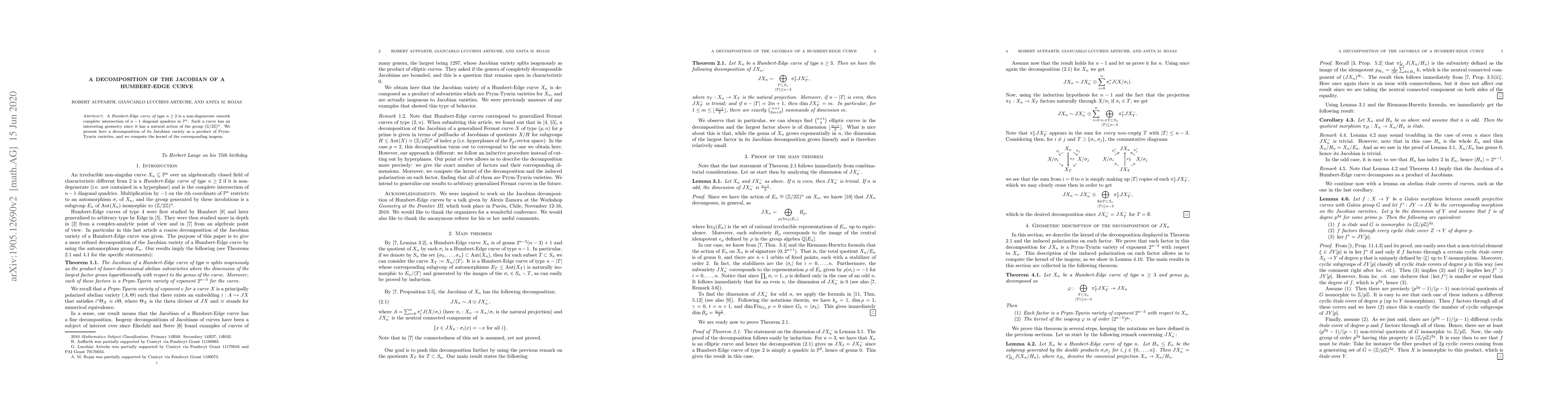 Thumbnail for A decomposition of the Jacobian of a Humbert-Edge curve