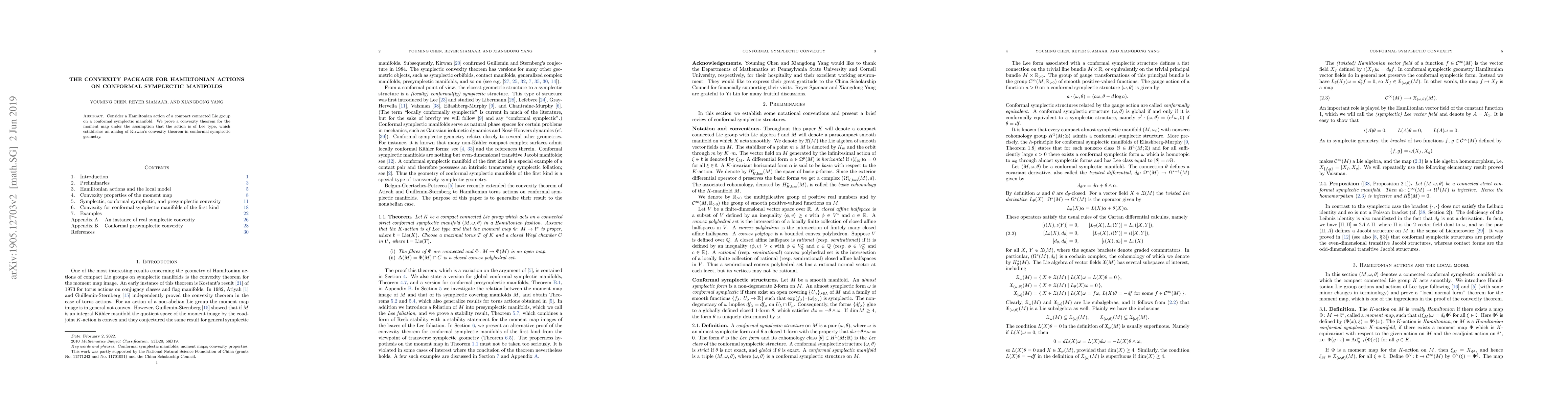 Thumbnail for The convexity package for Hamiltonian actions on conformal symplectic
  manifolds