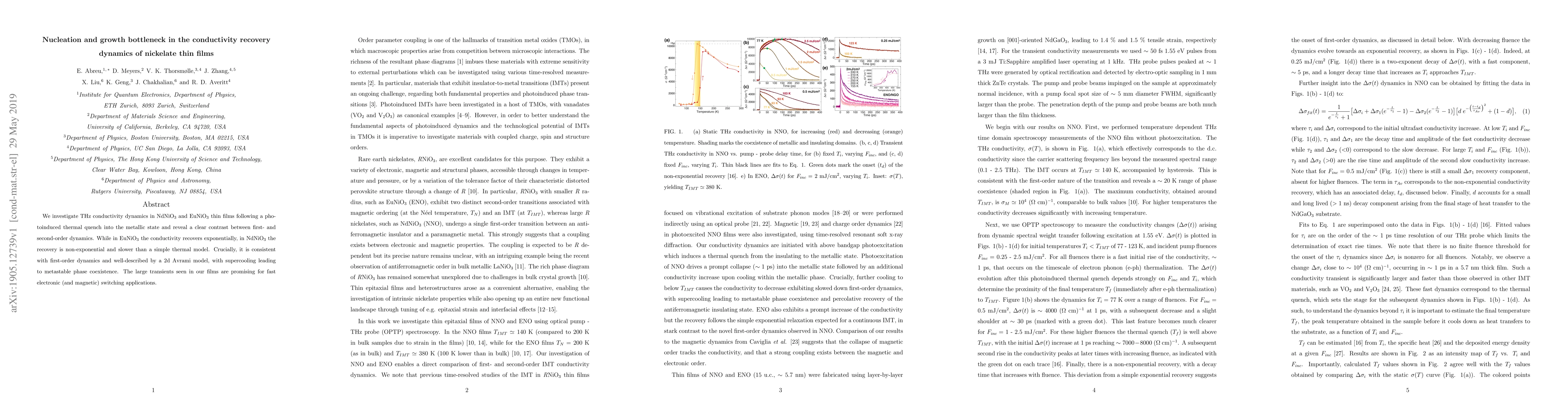 Thumbnail for Nucleation and growth bottleneck in the conductivity recovery dynamics
  of nickelate thin films