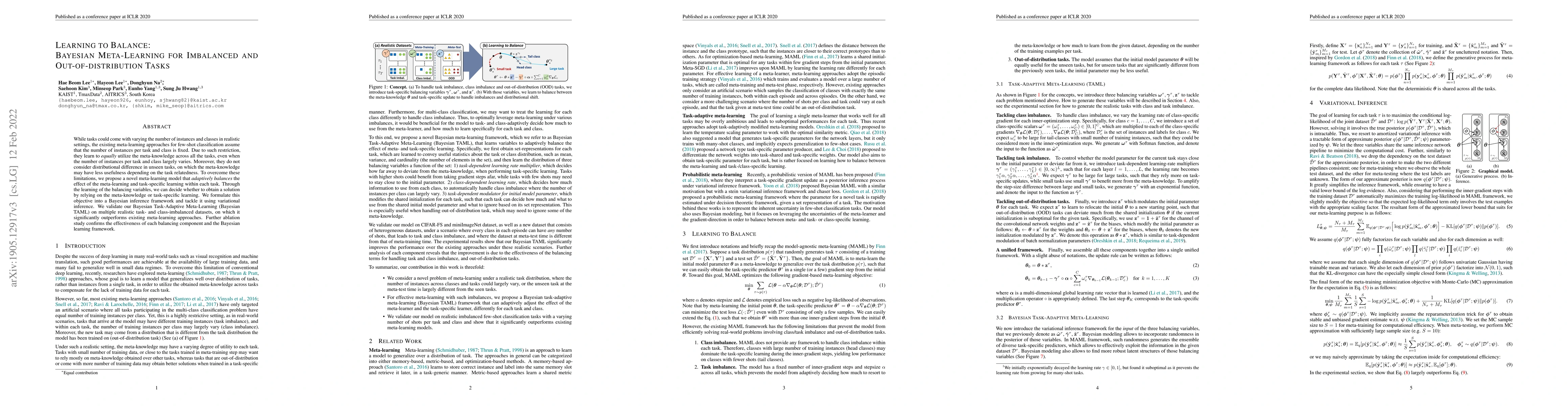 Thumbnail for Learning to Balance: Bayesian Meta-Learning for Imbalanced and
  Out-of-distribution Tasks