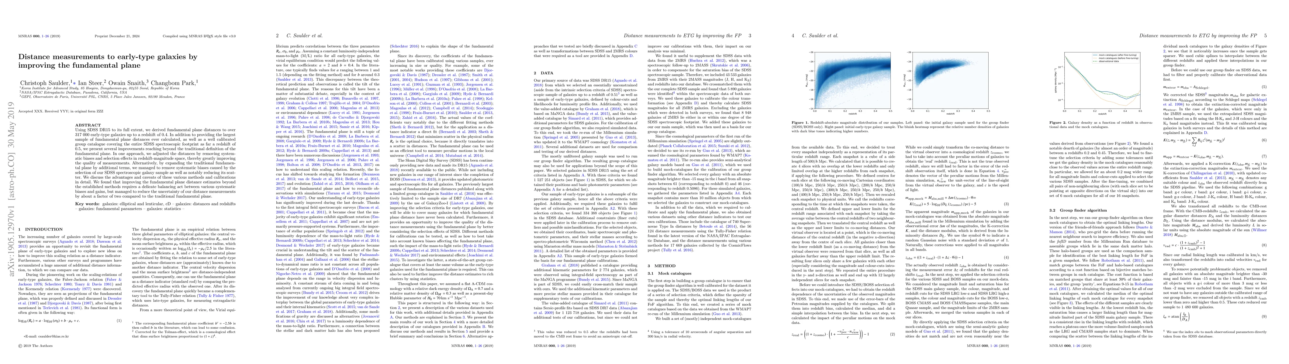Thumbnail for Distance measurements to early-type galaxies by improving the
  fundamental plane