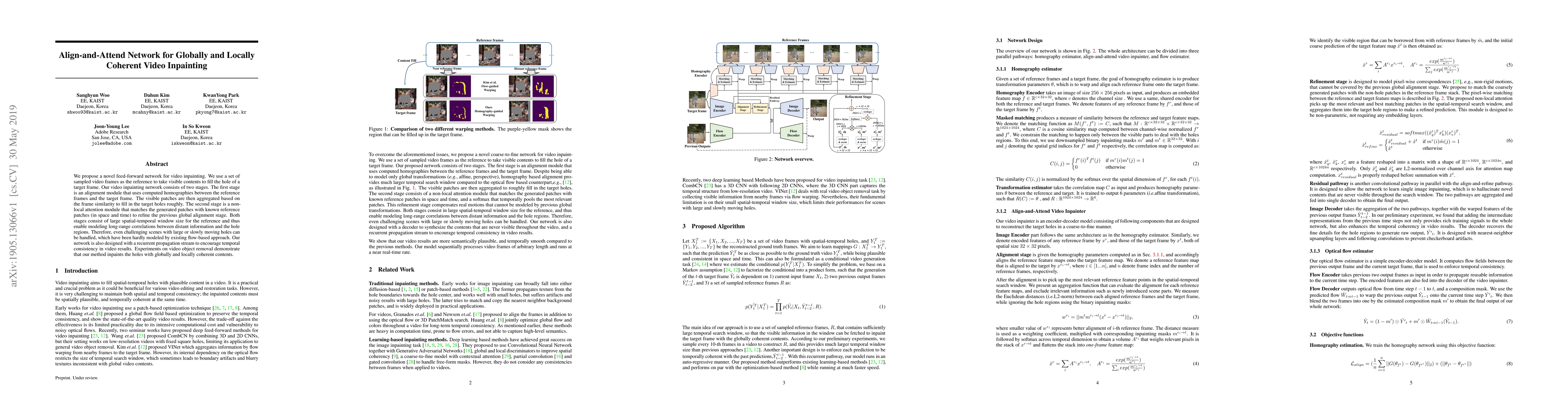 Thumbnail for Align-and-Attend Network for Globally and Locally Coherent Video
  Inpainting