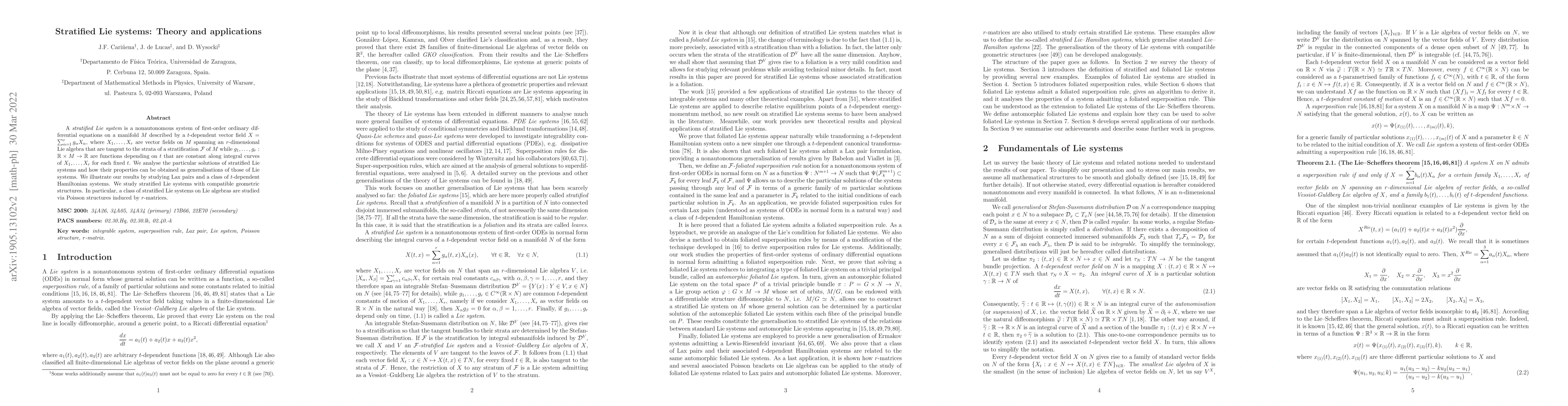 Thumbnail for Stratified Lie systems: Theory and applications