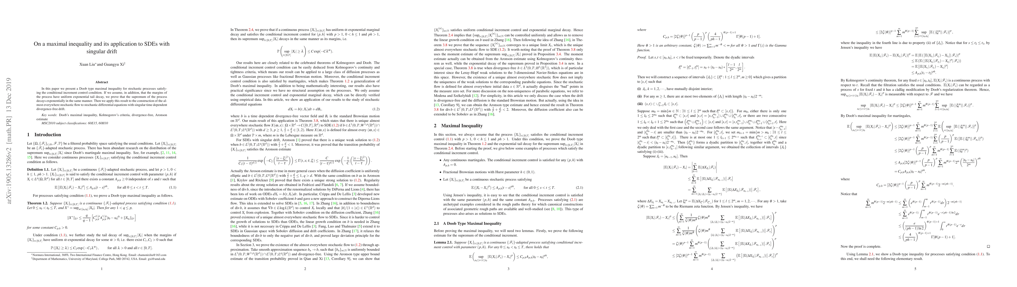 Thumbnail for On a maximal inequality and its application to SDEs with singular drift