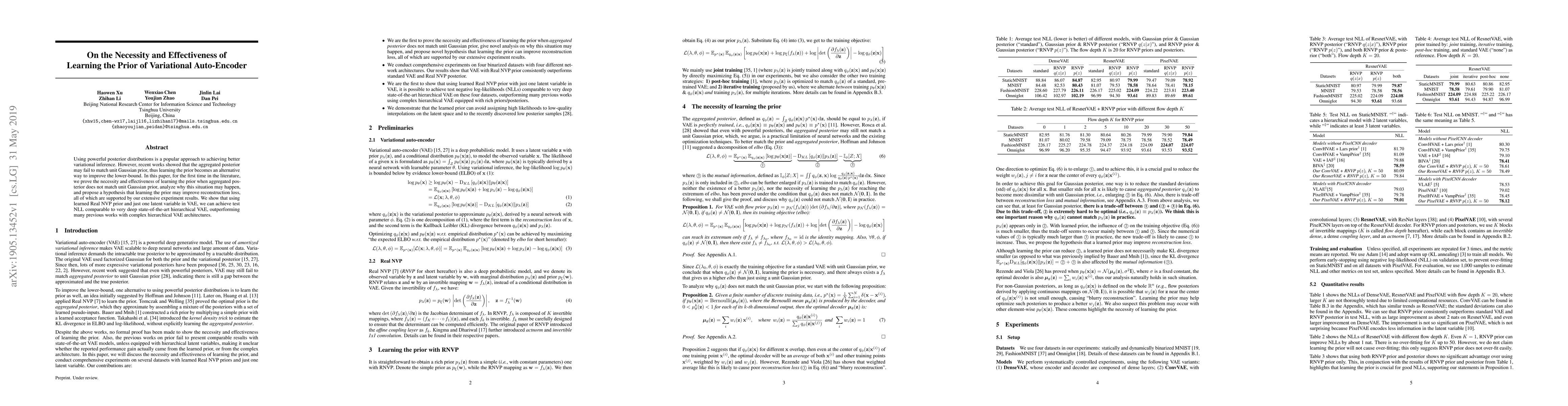 Thumbnail for On the Necessity and Effectiveness of Learning the Prior of Variational
  Auto-Encoder