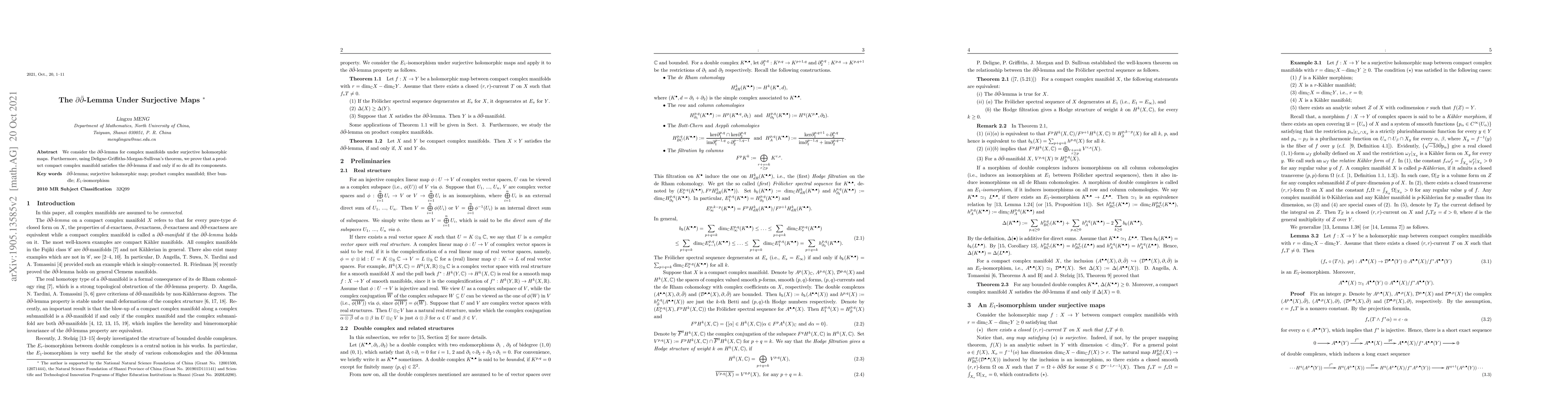 Thumbnail for The $\partial\bar{\partial}$-lemma under surjective maps