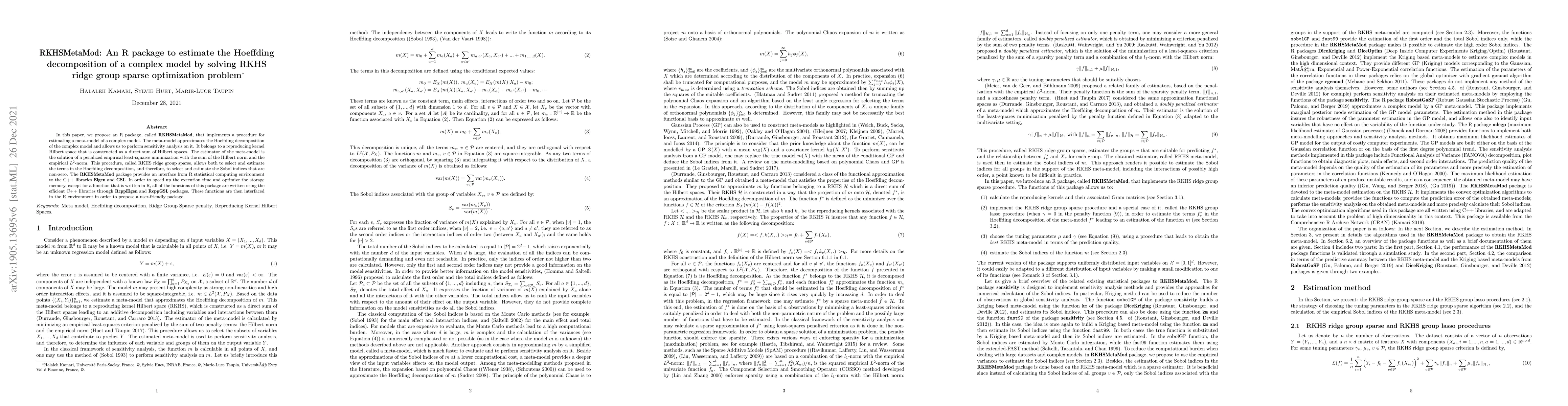 Thumbnail for RKHSMetaMod: An R package to estimate the Hoeffding decomposition of a
  complex model by solving RKHS ridge group sparse optimization problem