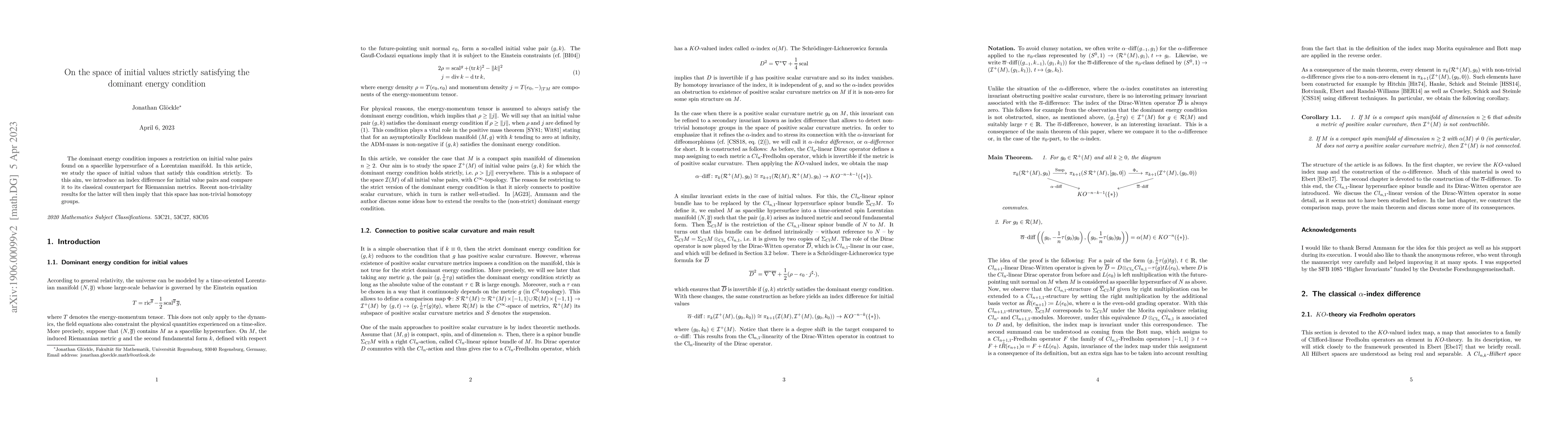 Thumbnail for On the space of initial values strictly satisfying the dominant energy
  condition