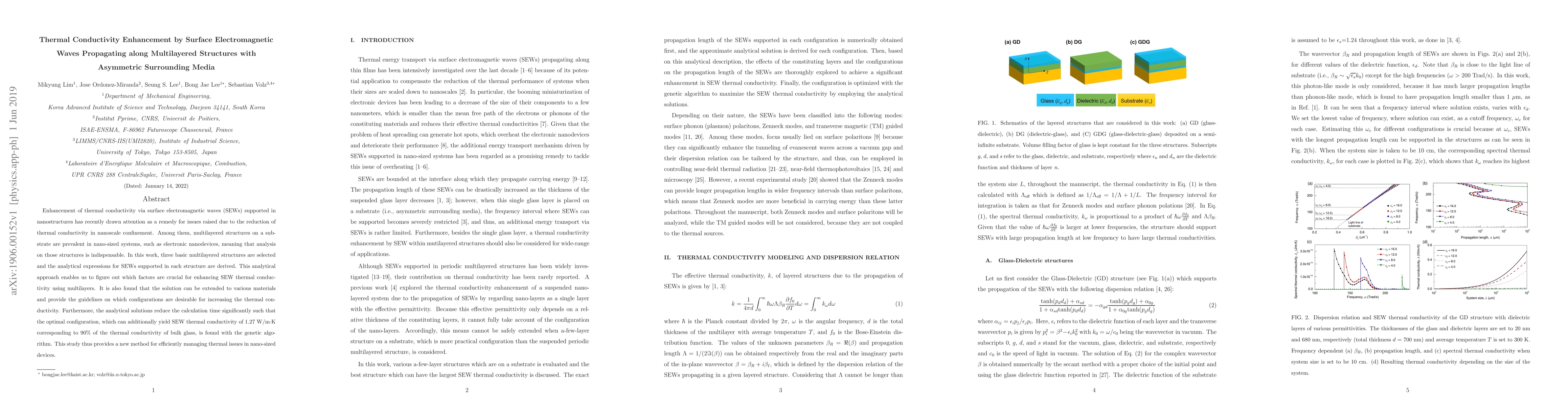 Thumbnail for Thermal Conductivity Enhancement by Surface Electromagnetic Waves
  Propagating along Multilayered Structures with Asymmetric Surrounding Media