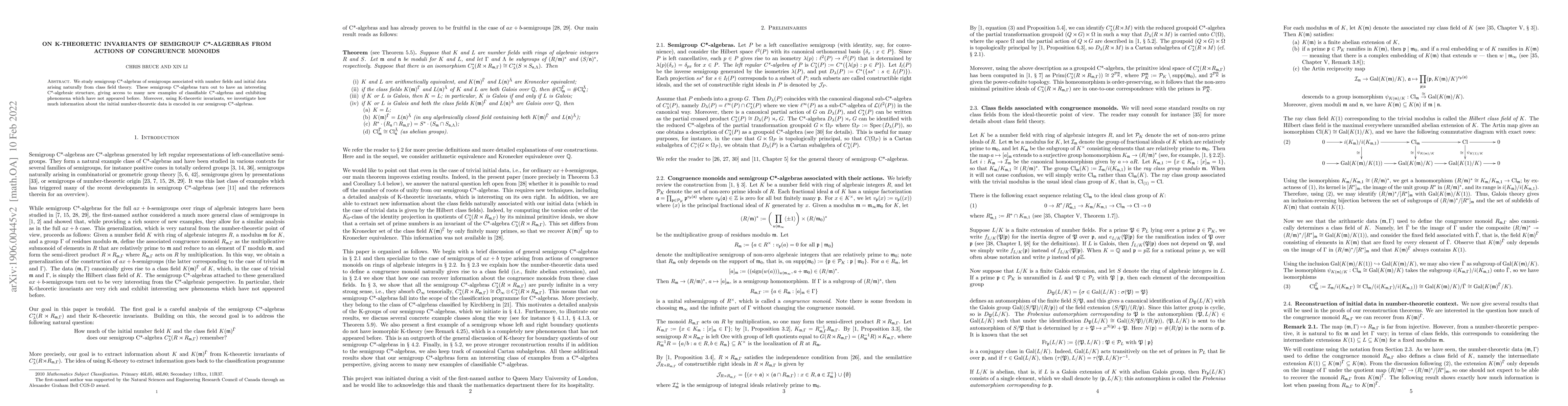 Thumbnail for On K-theoretic invariants of semigroup C*-algebras from actions of
  congruence monoids