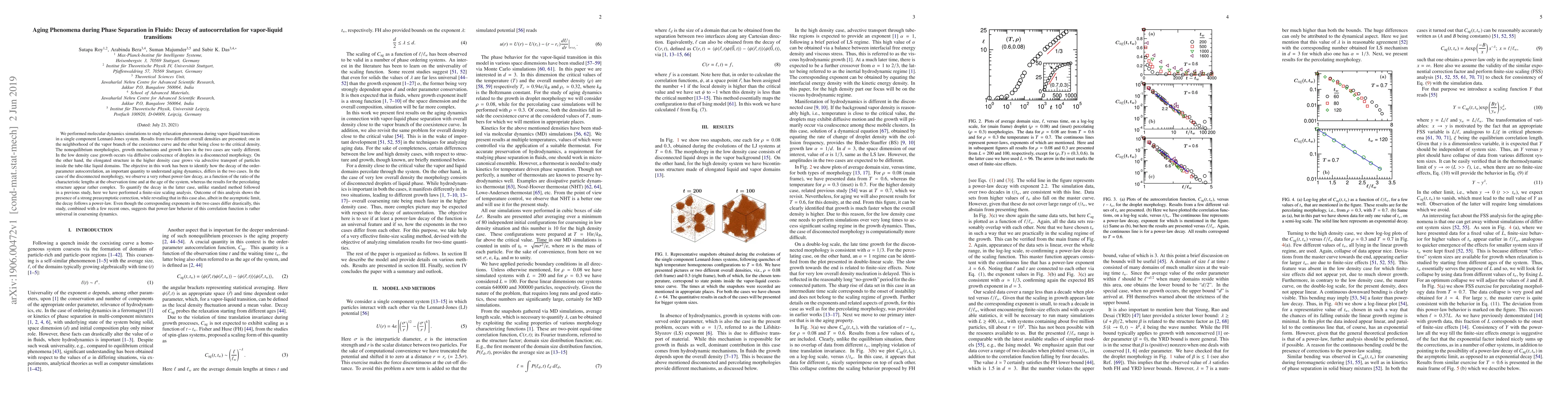 Thumbnail for Aging Phenomena during Phase Separation in Fluids: Decay of
  autocorrelation for vapor-liquid transitions