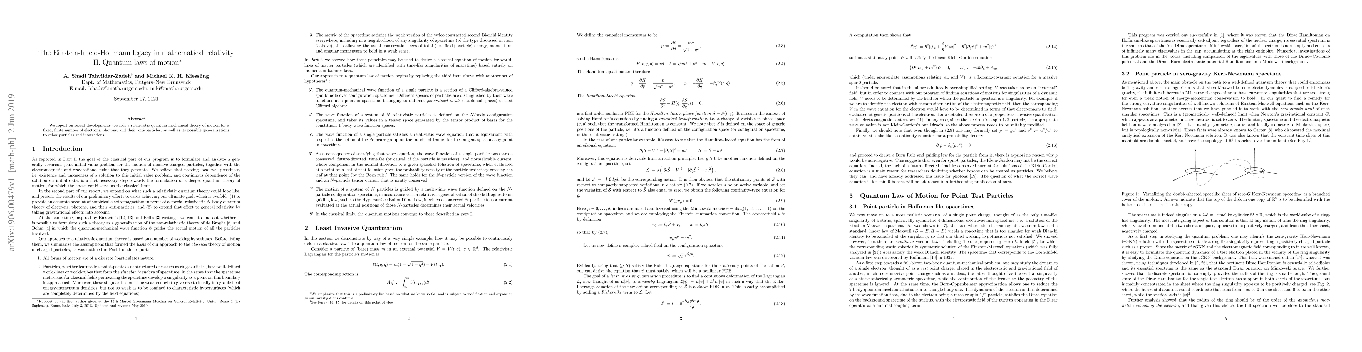 Thumbnail for The Einstein-Infeld-Hoffmann legacy in mathematical relativity II.
  Quantum laws of motion
