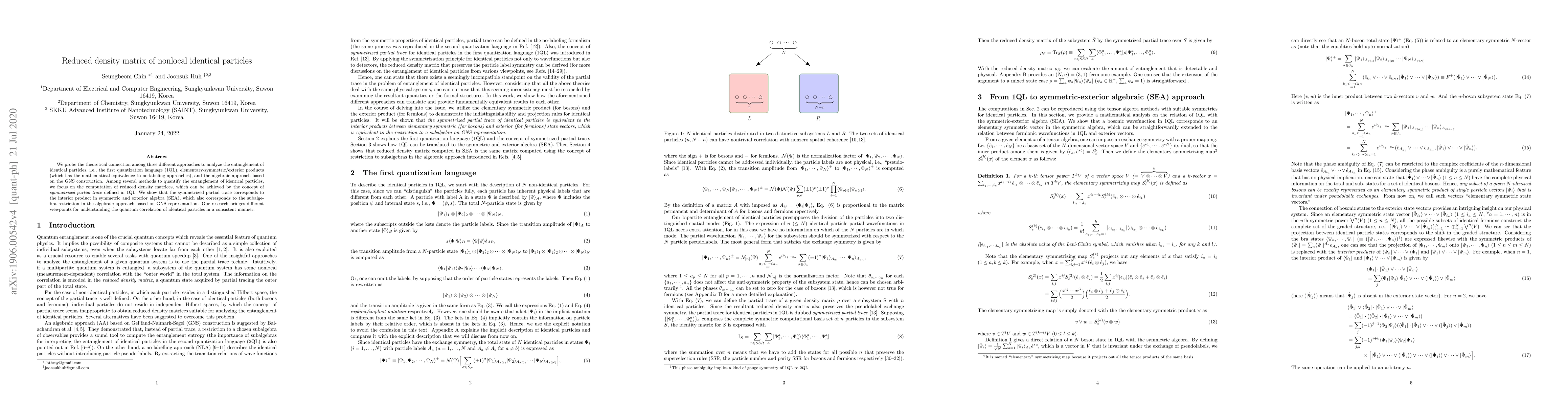 Thumbnail for Reduced density matrix of nonlocal identical particles