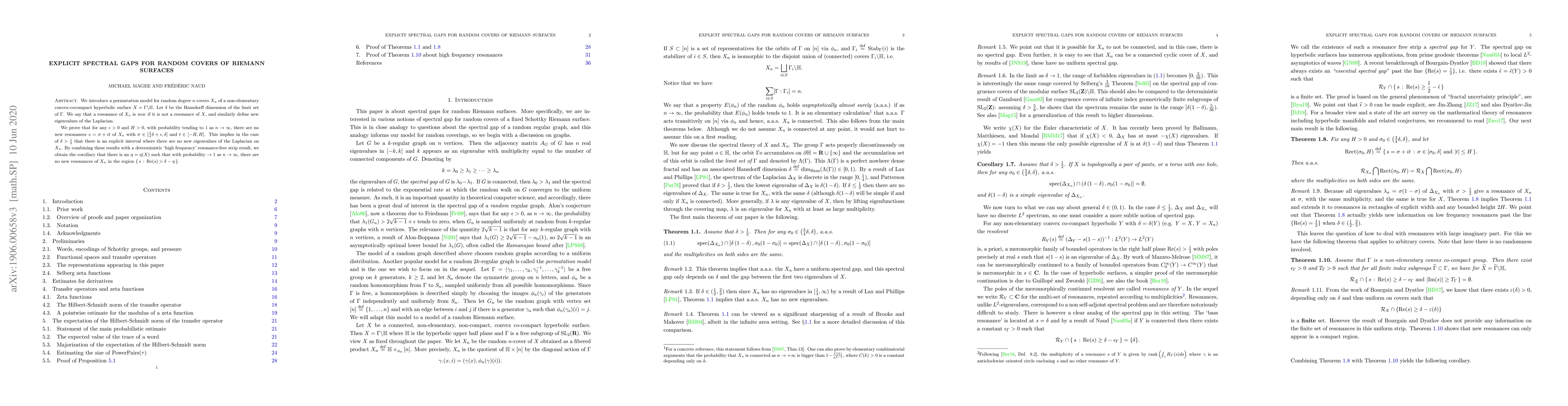 Thumbnail for Explicit spectral gaps for random covers of Riemann surfaces