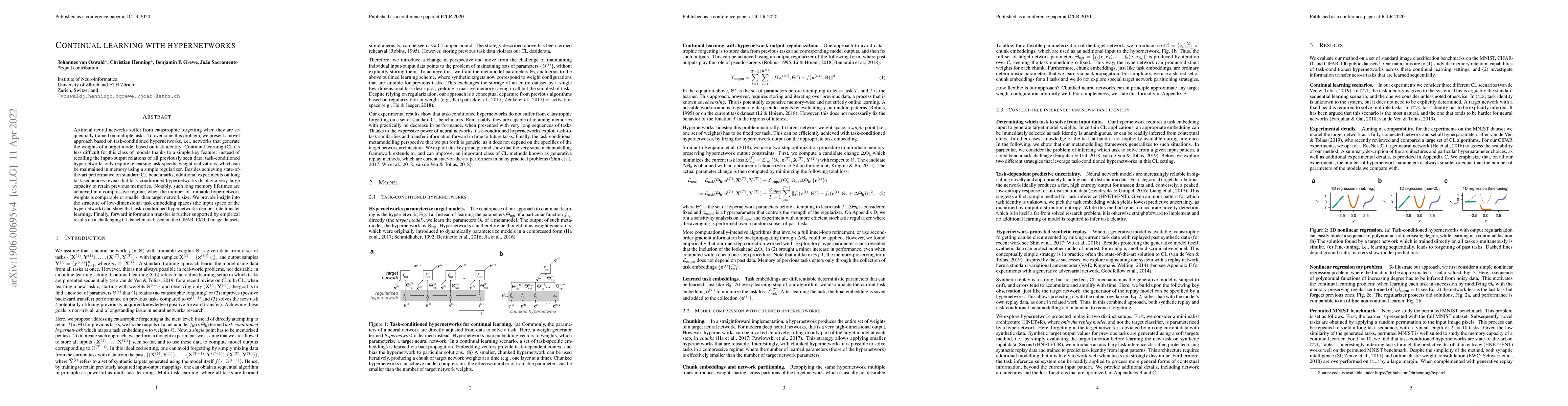 Thumbnail for Continual learning with hypernetworks