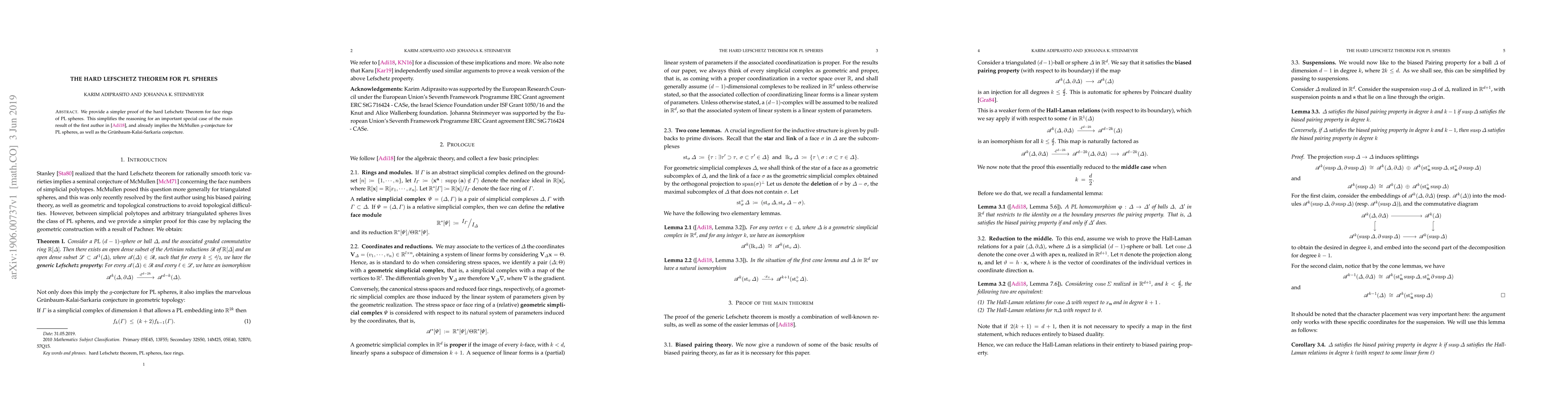 Thumbnail for The Hard Lefschetz Theorem for PL spheres
