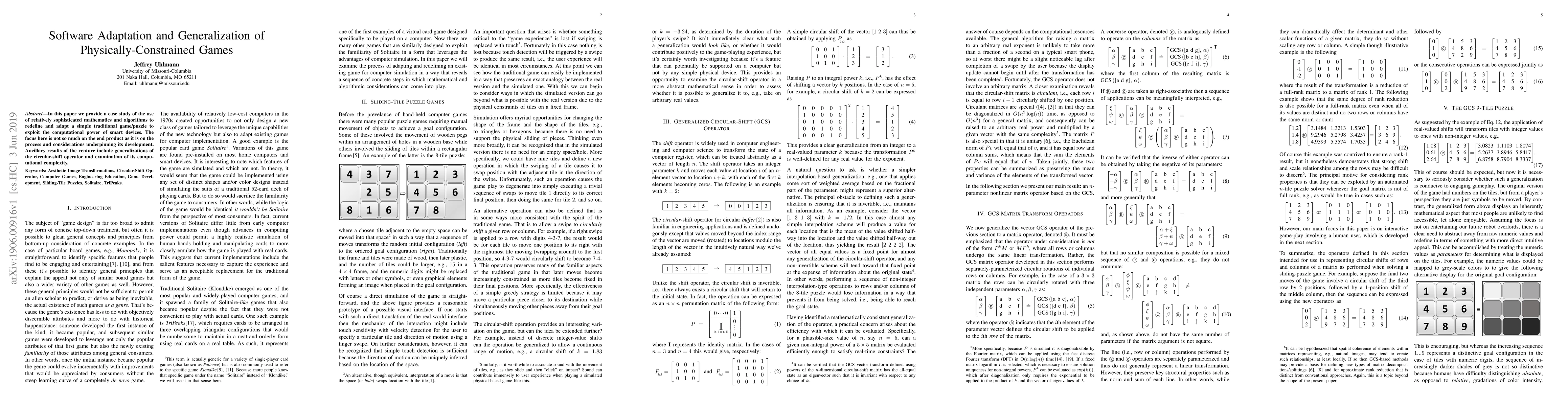Thumbnail for Software Adaptation and Generalization of Physically-Constrained Games