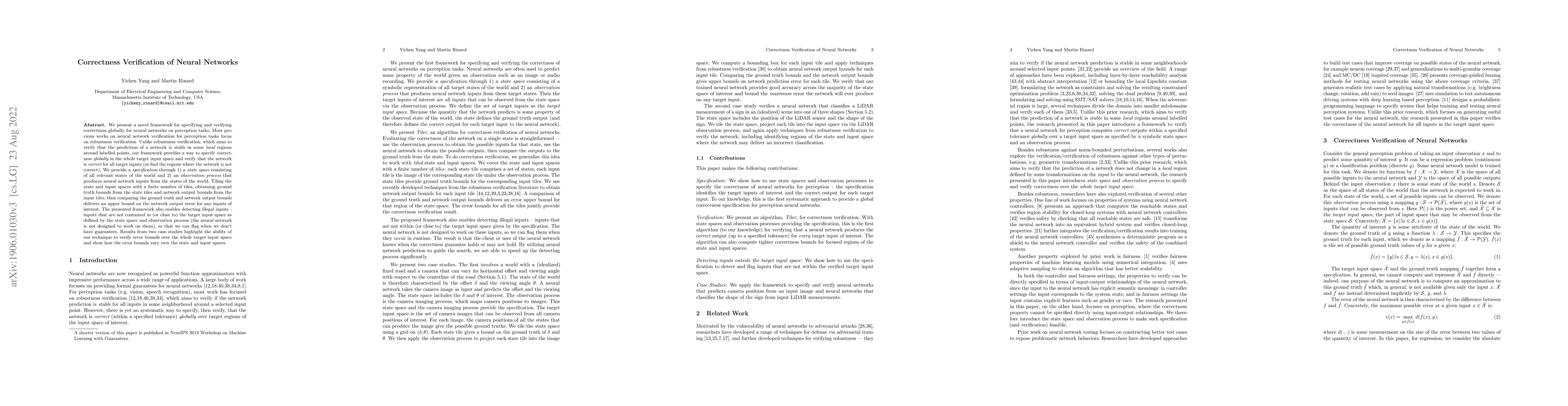 Thumbnail for Correctness Verification of Neural Networks