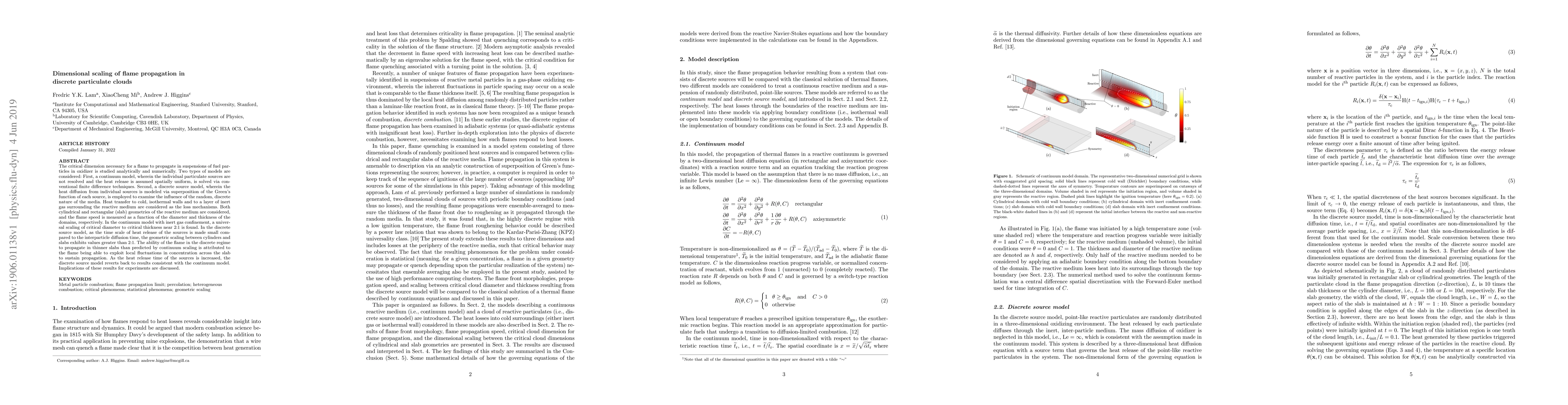 Thumbnail for Dimensional scaling of flame propagation in discrete particulate clouds