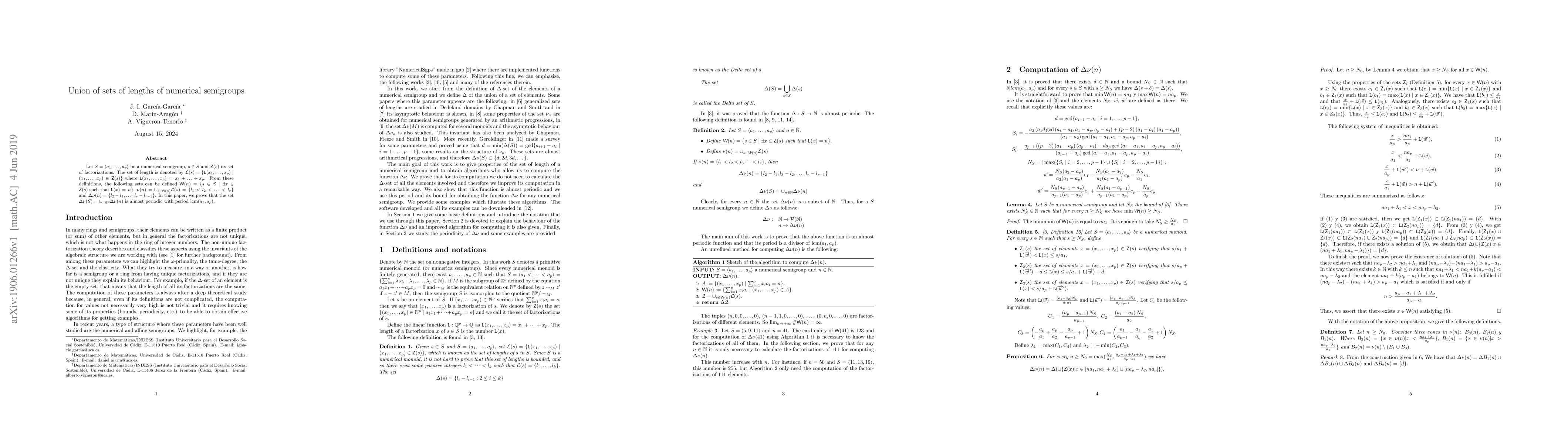 Thumbnail for Union of sets of lengths of numerical semigroups