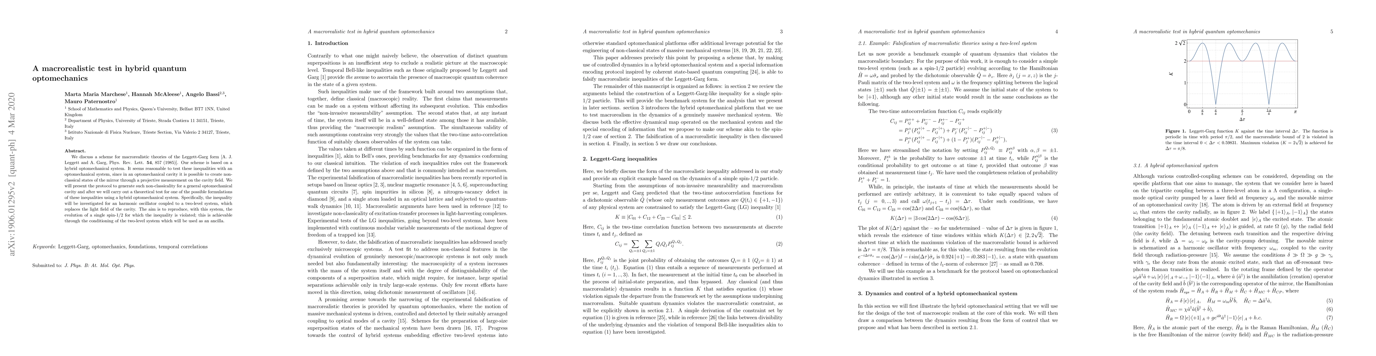 Thumbnail for A macrorealistic test in hybrid quantum optomechanics
