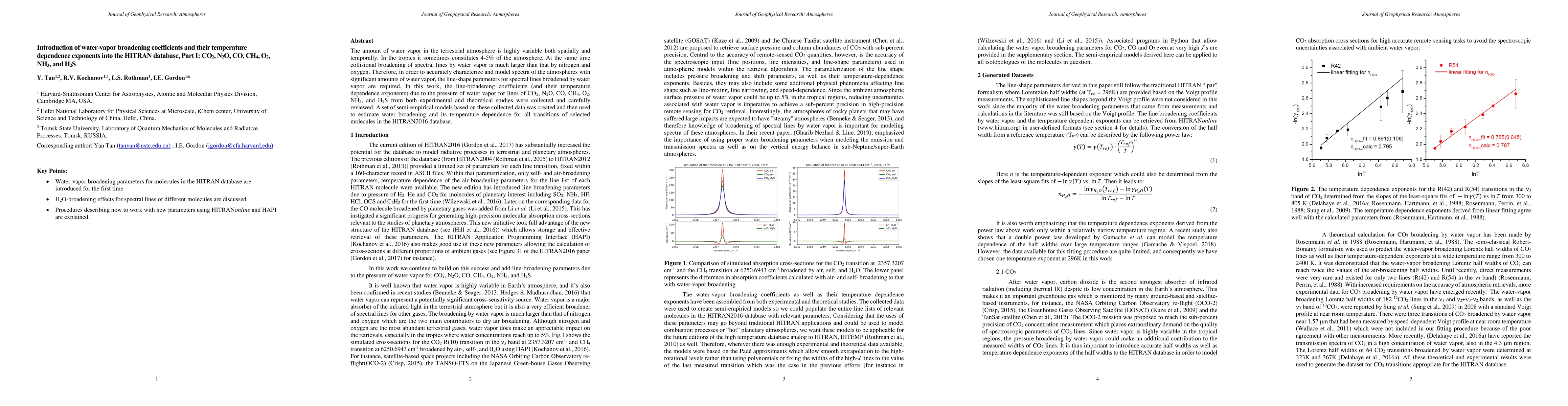 Thumbnail for Introduction of water-vapor broadening coefficients and their
  temperature dependence exponents into the HITRAN database, Part I: CO2, N2O,
  CO, CH4, O2, NH3, and H2S